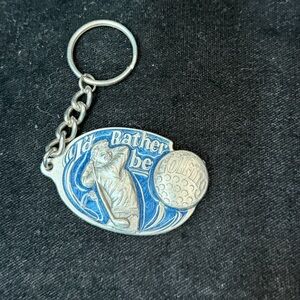 Silver Golf-Themed Keychain